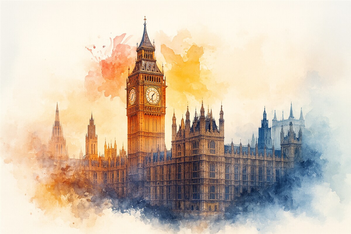 Fototapeta Akwarelowy obrazek Big Bena na jasnym tle.