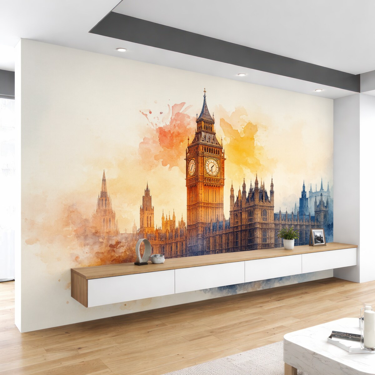 Fototapeta Akwarelowy obrazek Big Bena na jasnym tle.