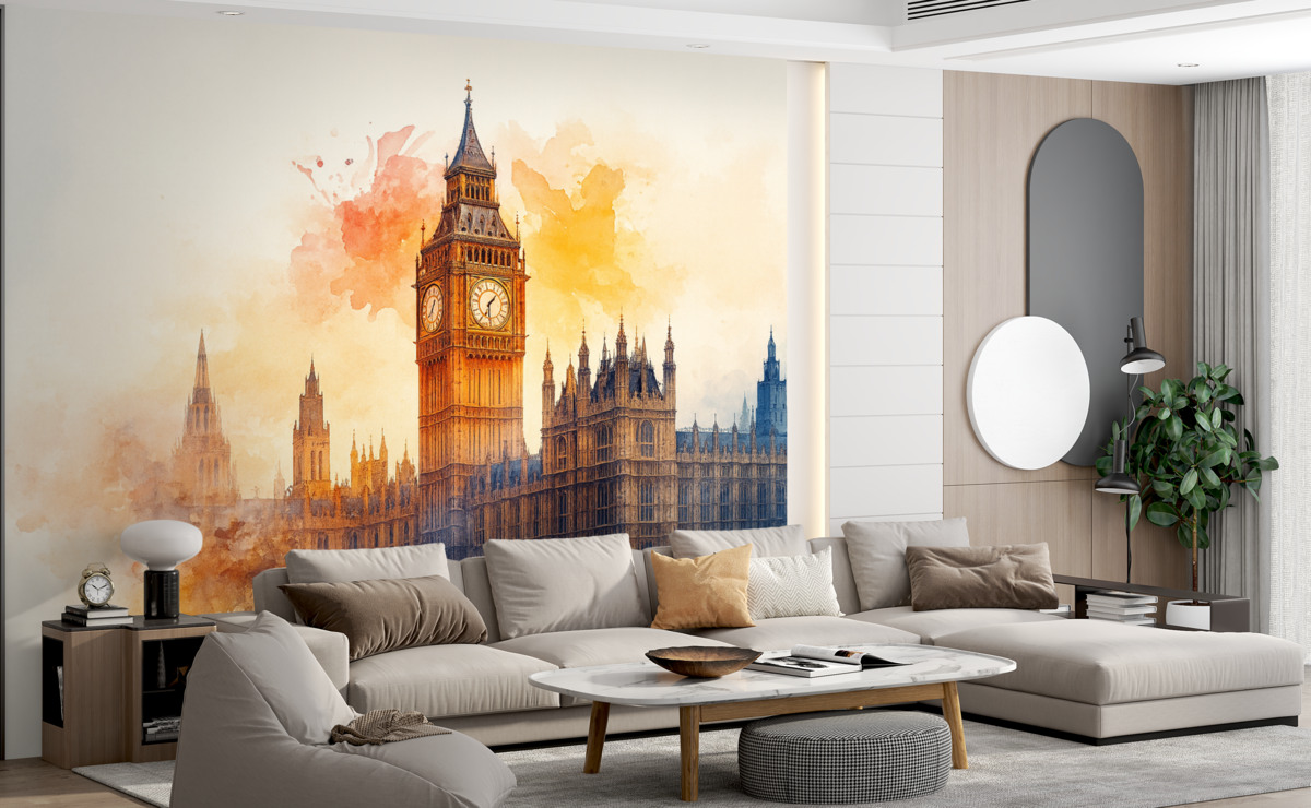 Fototapeta Akwarelowy obrazek Big Bena na jasnym tle.