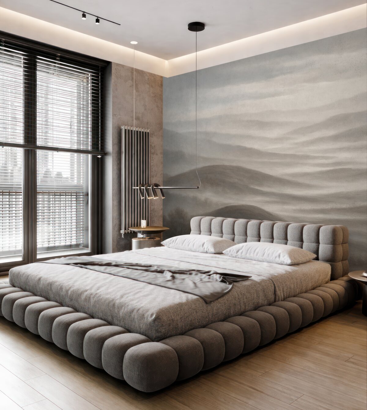 Fototapeta Wzgórza i obłoki, cicha sceneria.