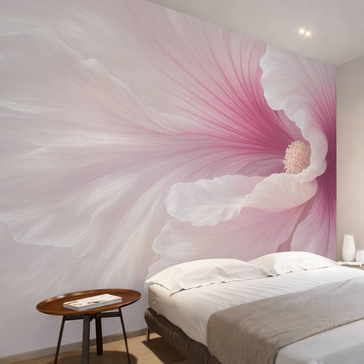 Fototapeta Kwiat biały i różowy z bliska.