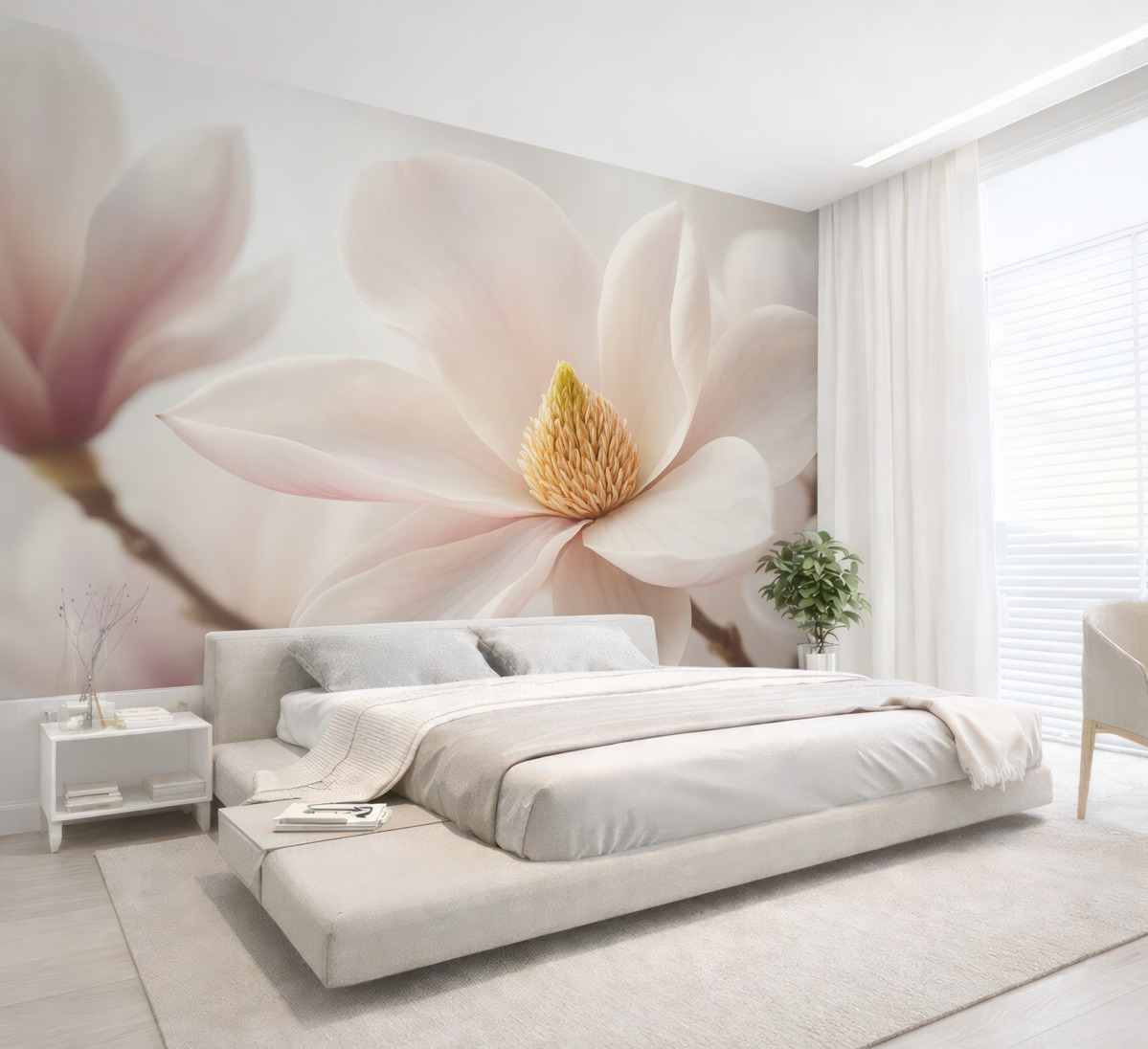 Fototapeta Biała magnolia z bliska przyjrzenia.