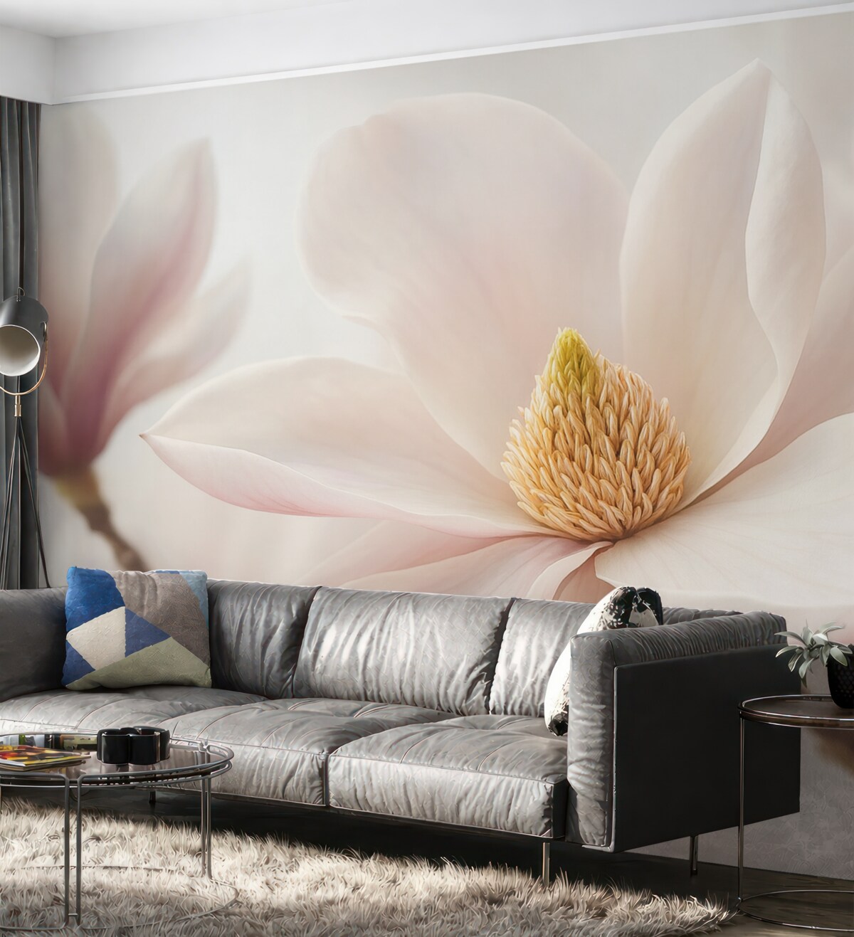 Fototapeta Biała magnolia z bliska przyjrzenia.