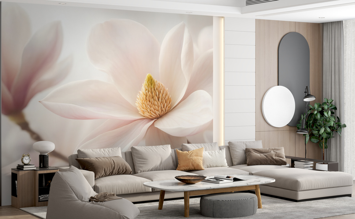 Fototapeta Biała magnolia z bliska przyjrzenia.