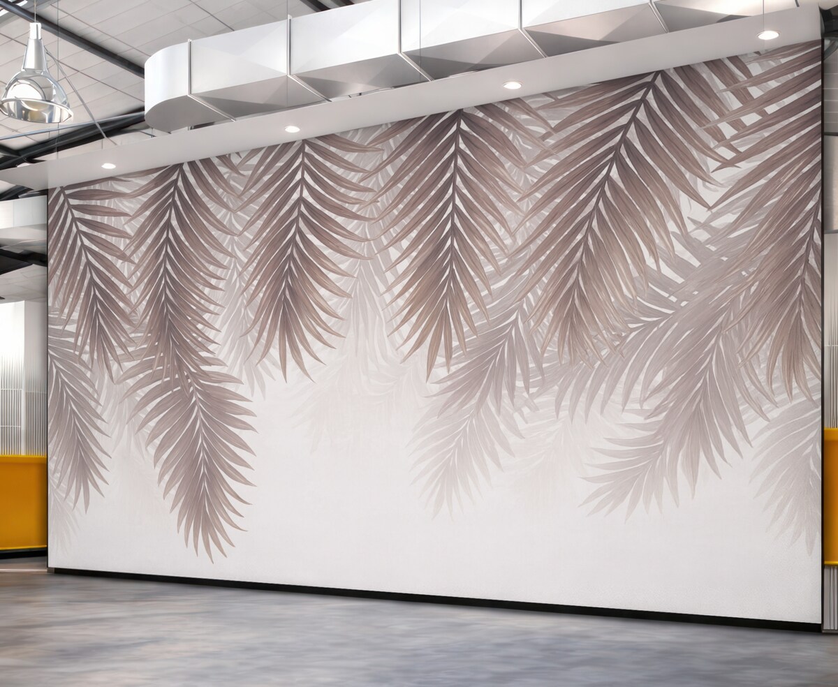 Fototapeta Bordowe liście palmy od góry.