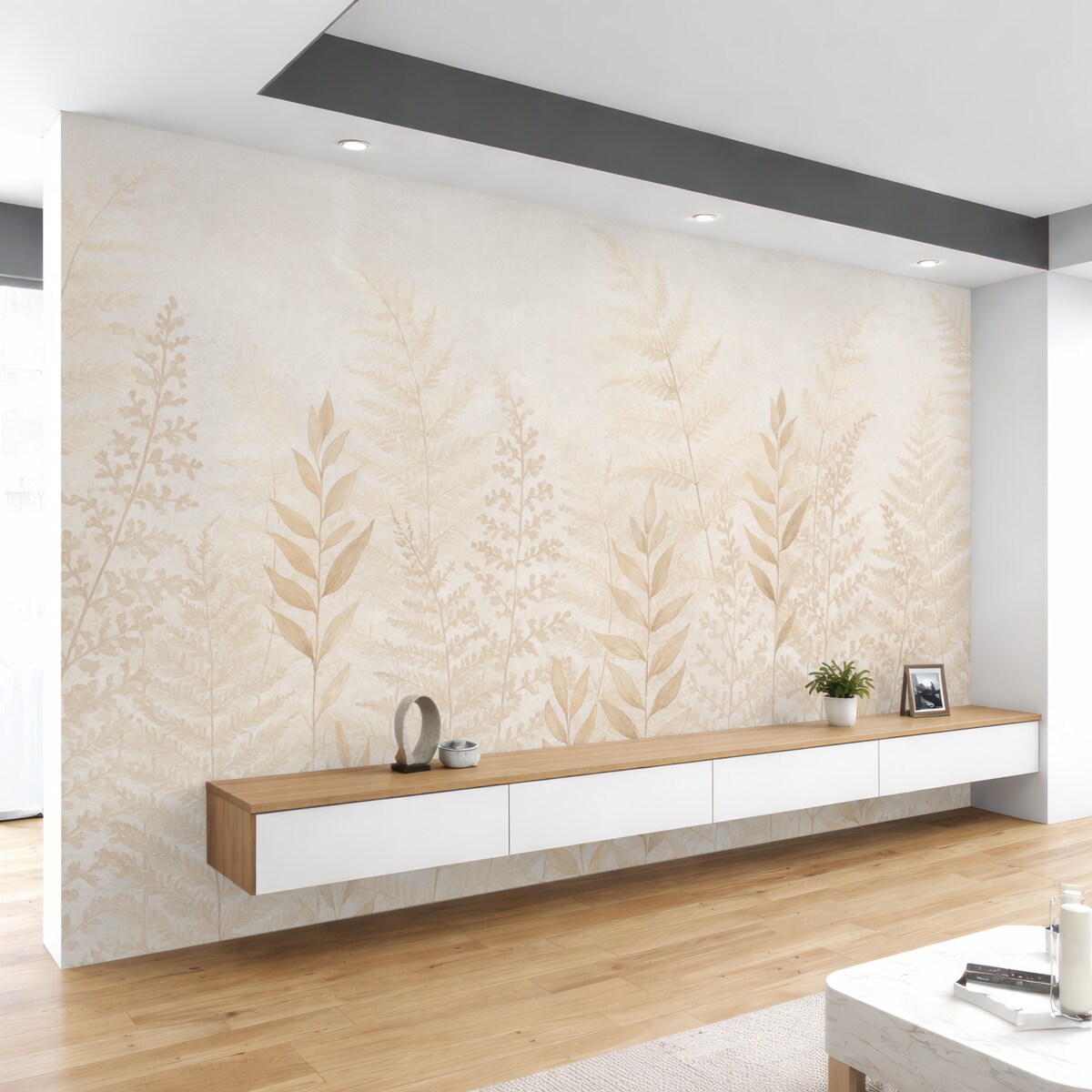 Fototapeta Kłoski oraz rośliny w tonach beżowych.