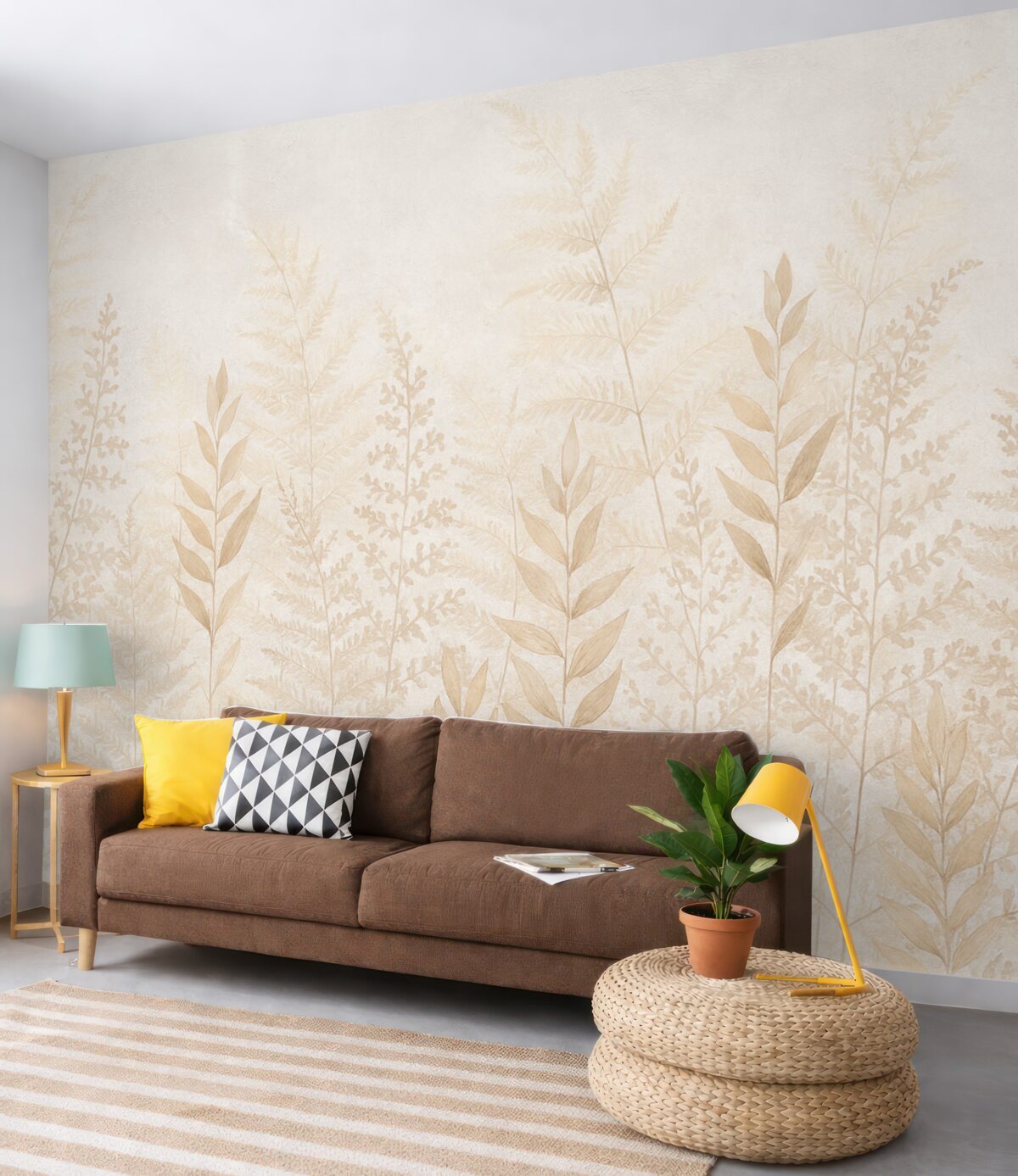 Fototapeta Kłoski oraz rośliny w tonach beżowych.