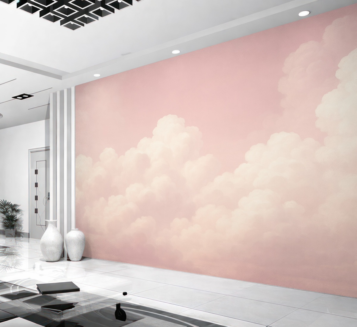 Fototapeta Różowa przestrzeń nieba oraz chmury.