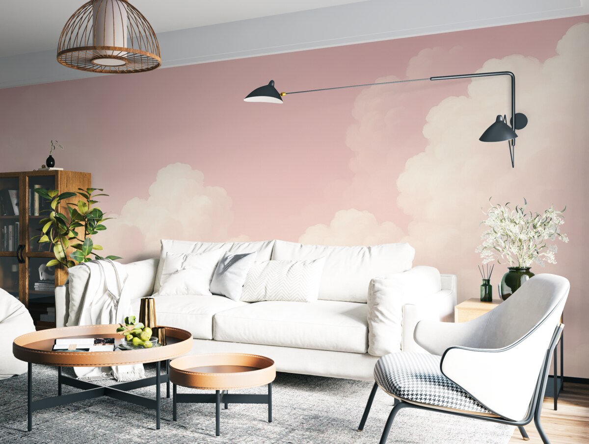 Fototapeta Różowa przestrzeń nieba oraz chmury.