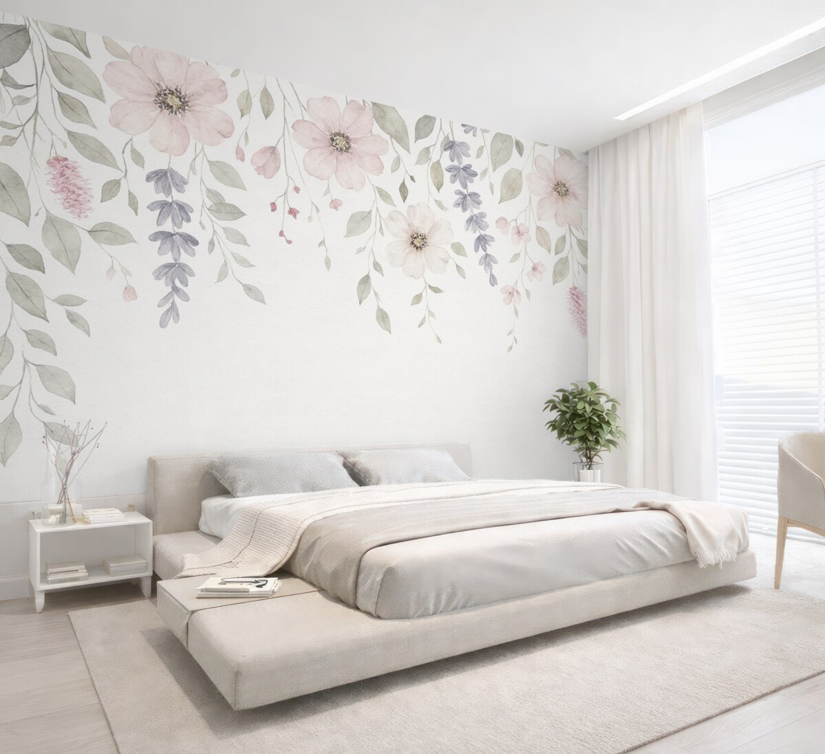 Fototapeta Zawieszone akwarelowe rośliny i liście.