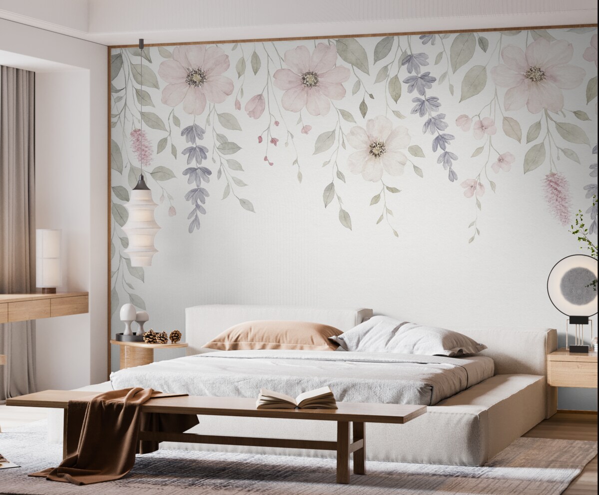 Fototapeta Zawieszone akwarelowe rośliny i liście.