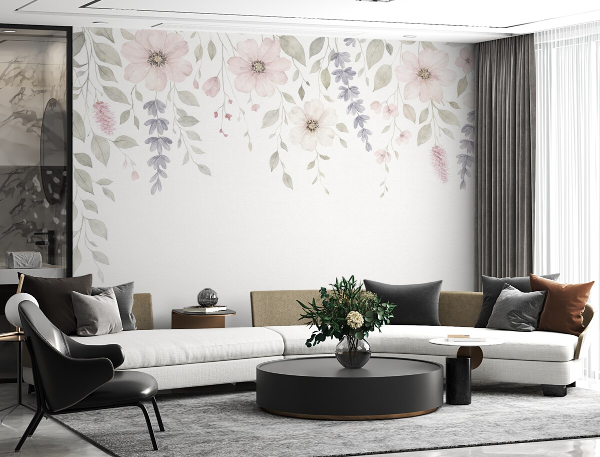 Fototapeta Zawieszone akwarelowe rośliny i liście.