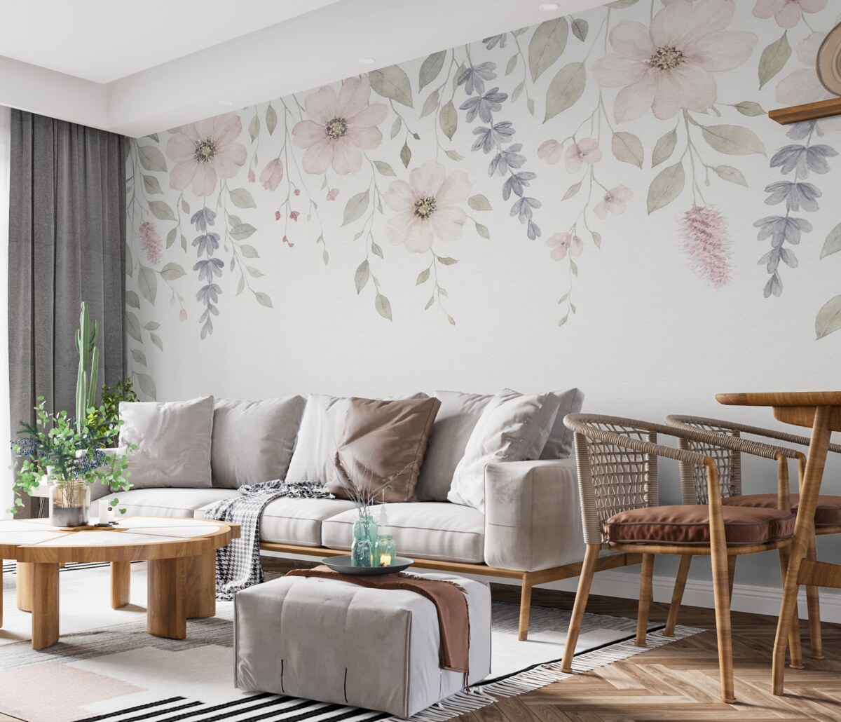 Fototapeta Zawieszone akwarelowe rośliny i liście.