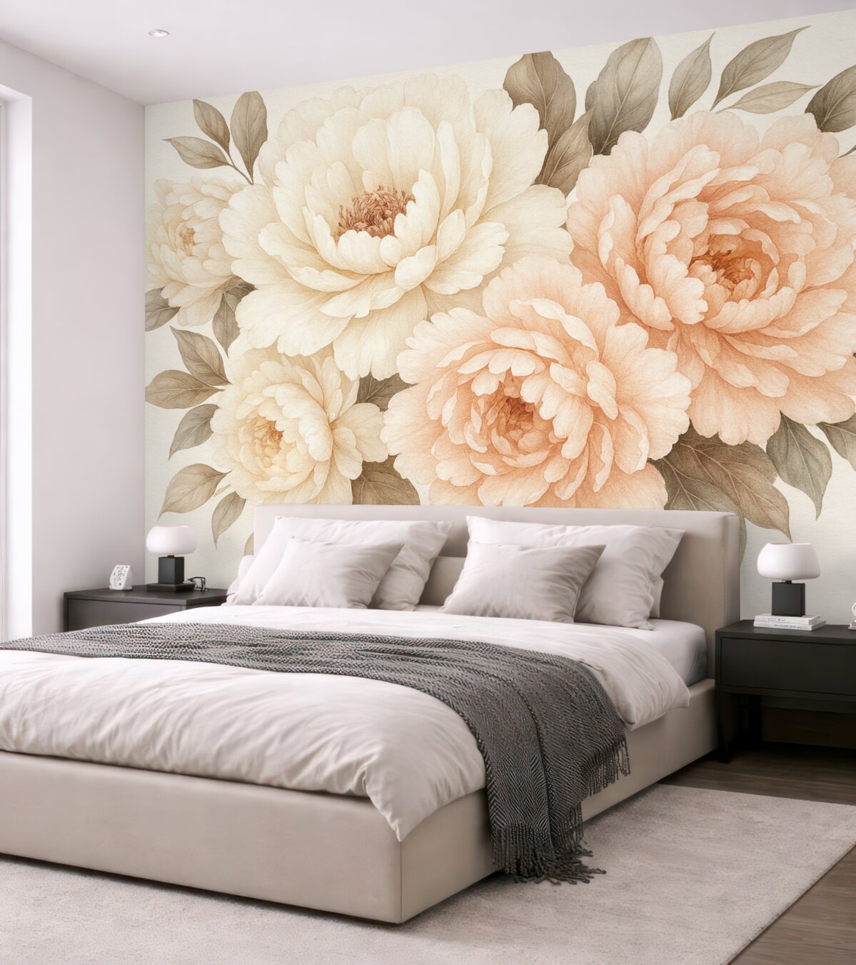 Fototapeta Subtelne akwarelowe piwonie w estetyce retro.