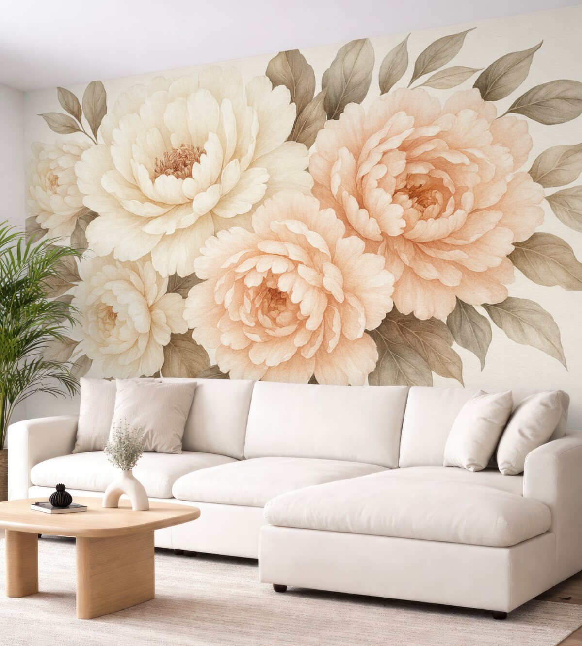 Fototapeta Subtelne akwarelowe piwonie w estetyce retro.