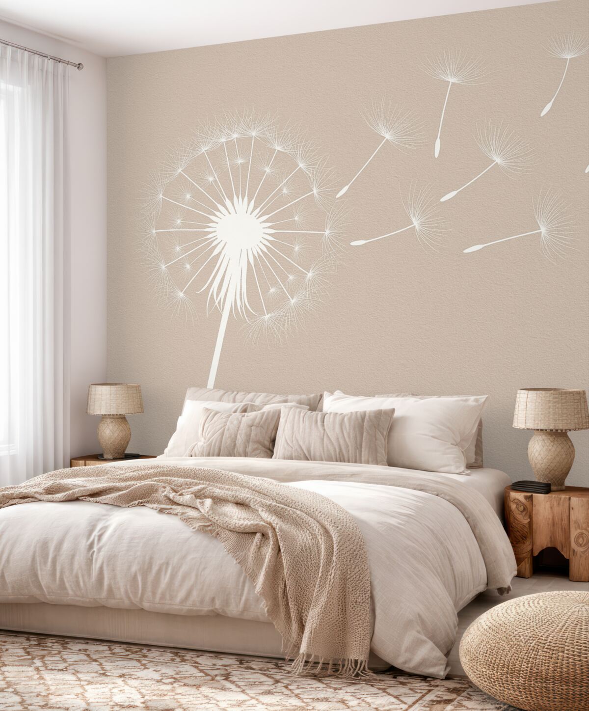 Fototapeta Mniszek lekarski na wzorzystym tle.