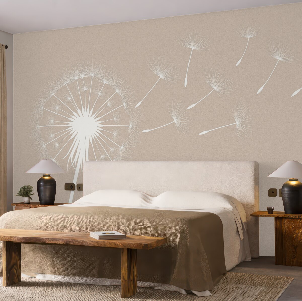 Fototapeta Mniszek lekarski na wzorzystym tle.