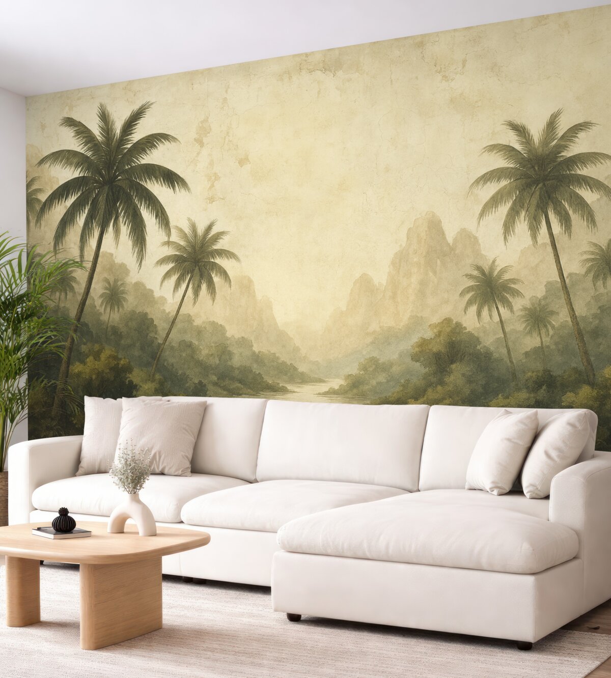 Fototapeta Palmy na starym murze w stylu grunge.