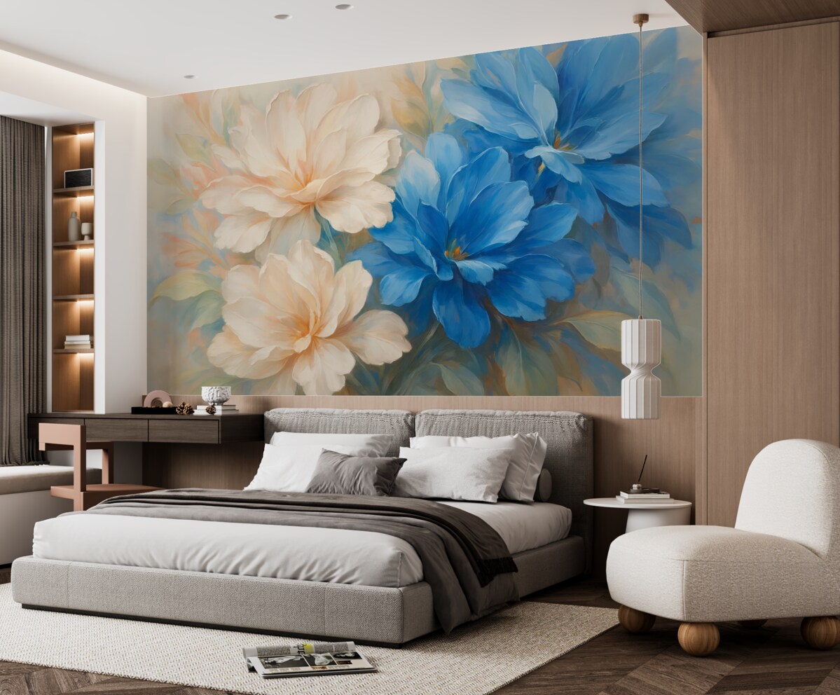 Fototapeta Abstrakcyjne kwiaty naśladujące ruchy pędzla.