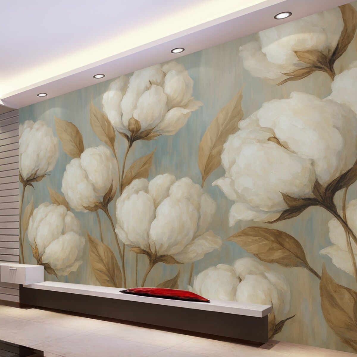 Fototapeta Obraz przedstawiający kwiaty bawełny.