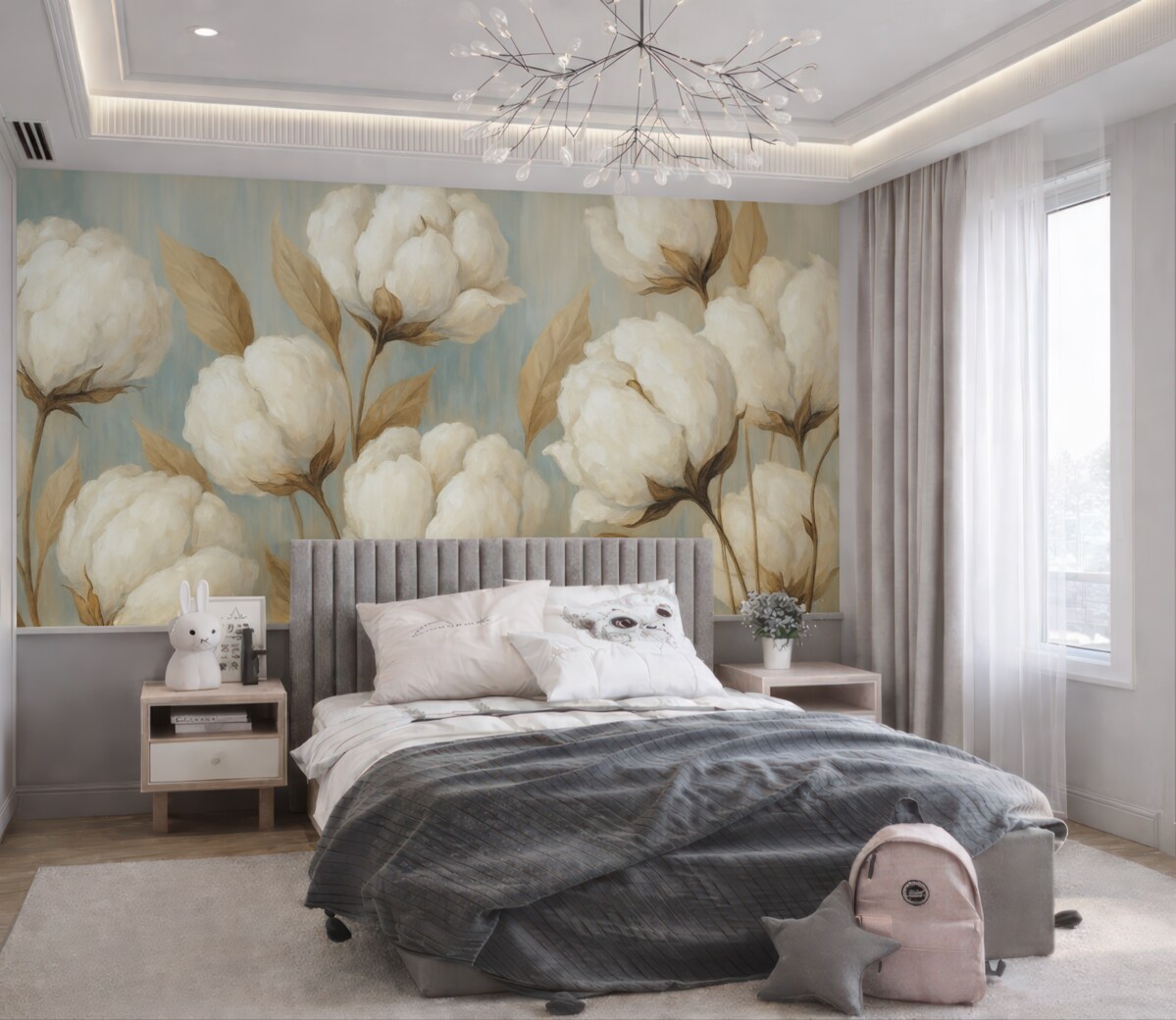 Fototapeta Obraz przedstawiający kwiaty bawełny.