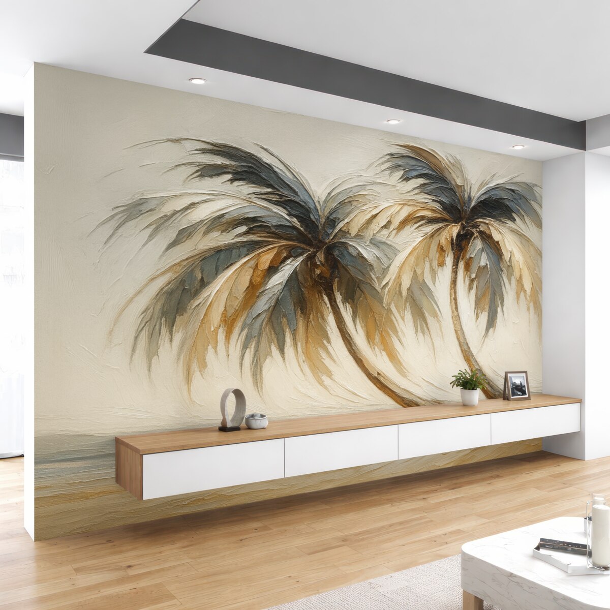 Fototapeta Palmy naśladujące ruchy pędzla.