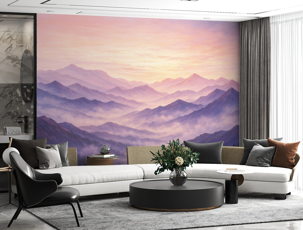 Fototapeta Zamglone kształty gór.