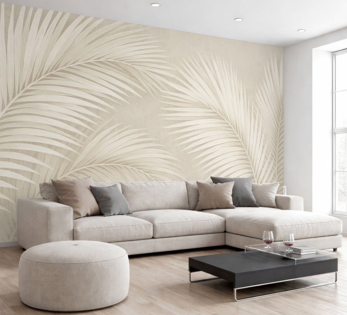 Fototapeta Białe liście drzewa palmowego.