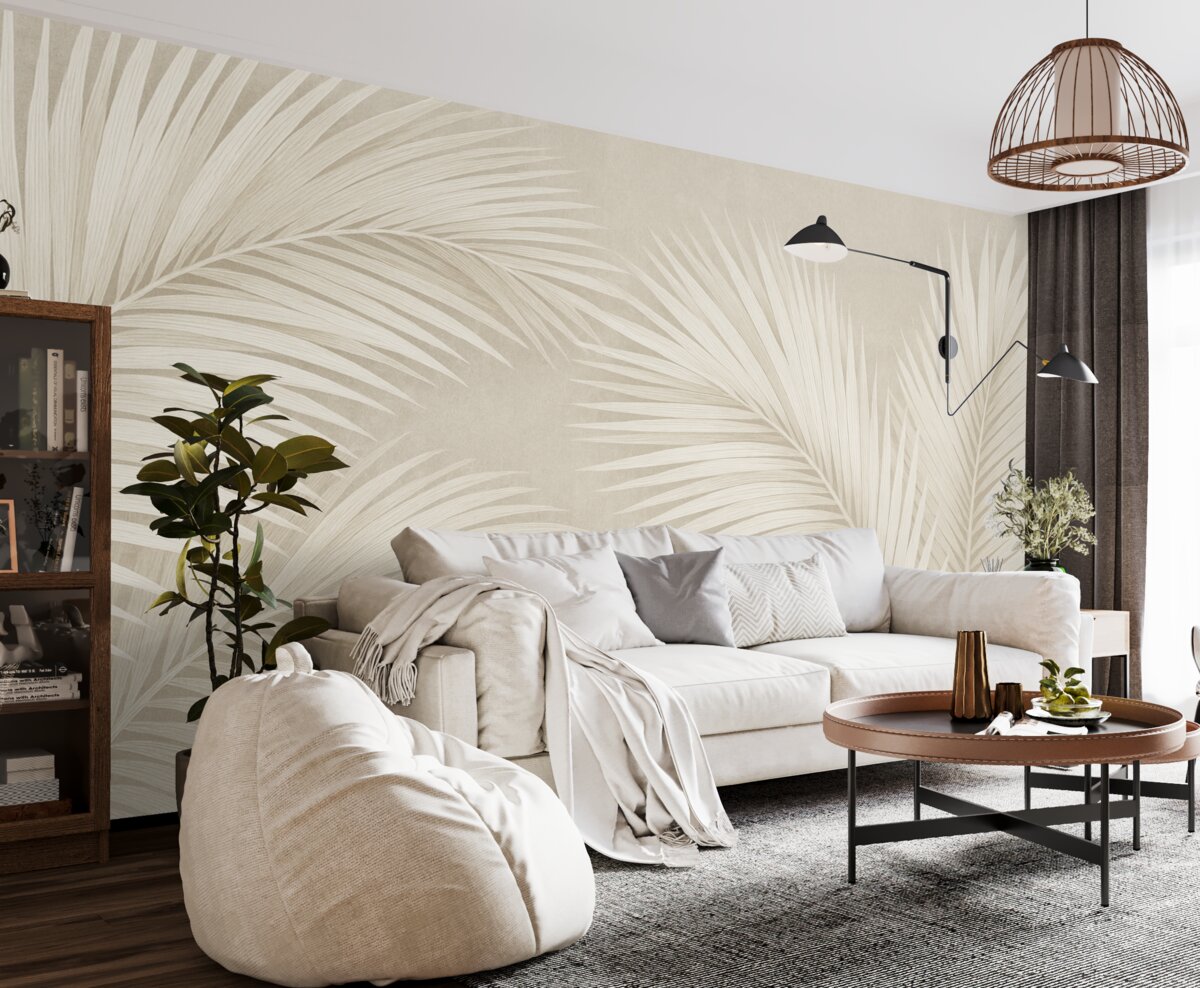 Fototapeta Białe liście drzewa palmowego.