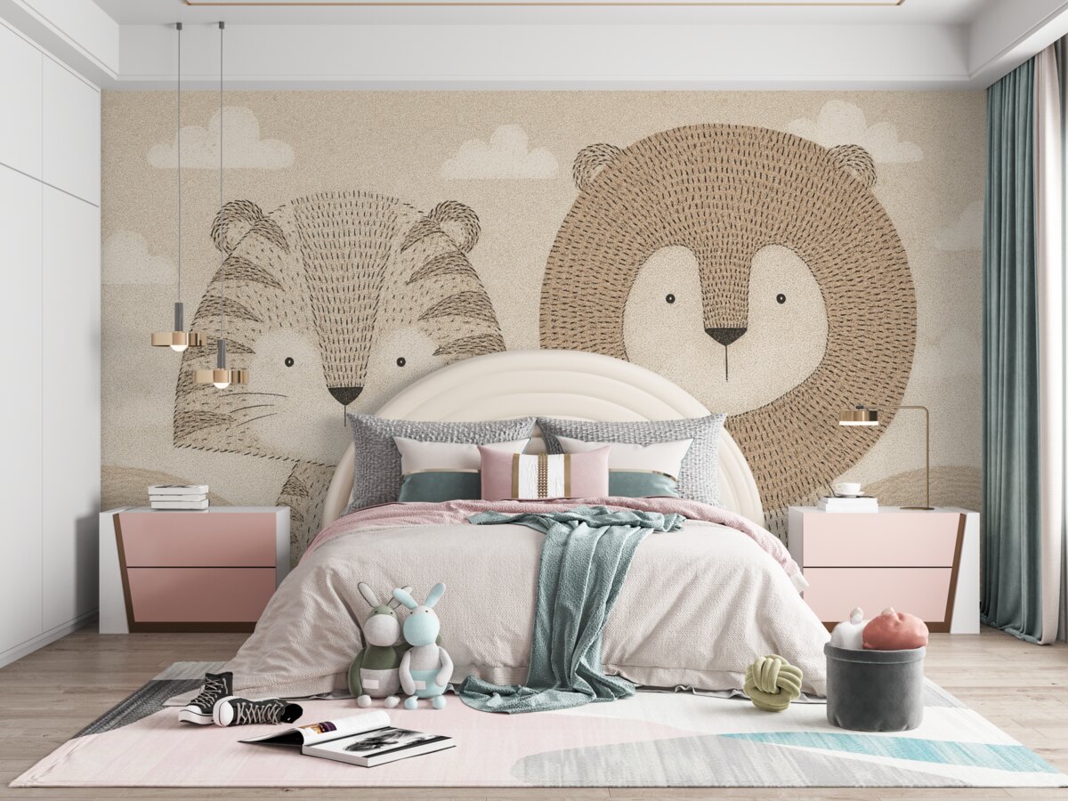 Fototapeta Tygrys z królem zwierząt.