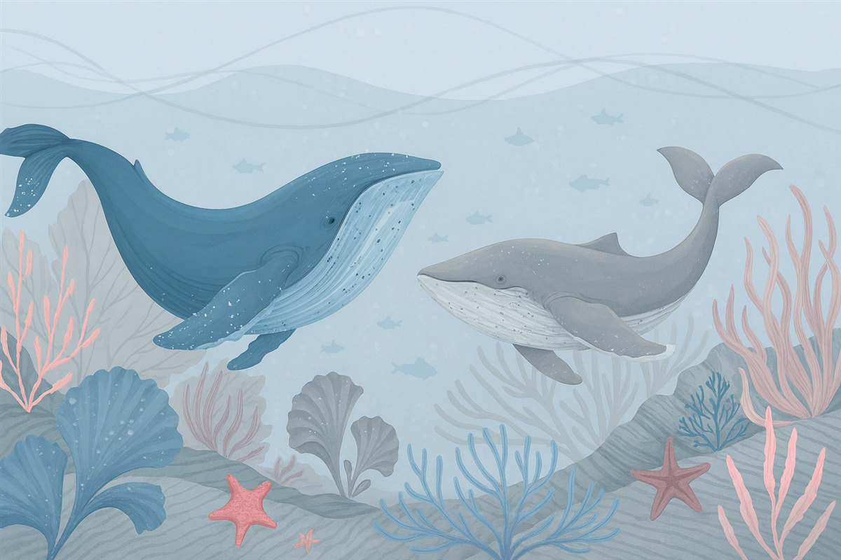 Fototapeta Wieloryby w morzu.