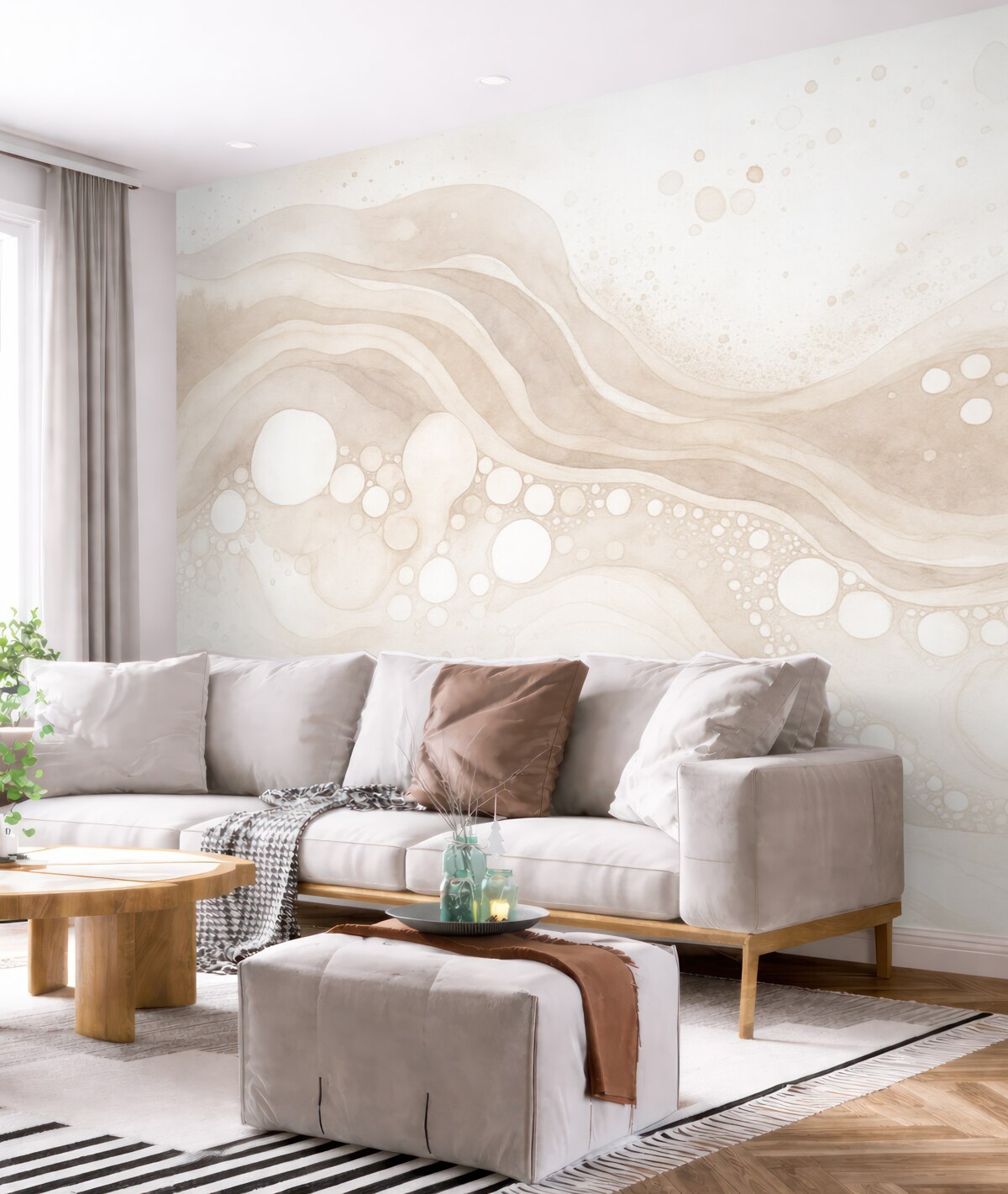 Fototapeta Abstrakcyjny obraz w stylu aquareli, płynna forma, odcień beżowy.