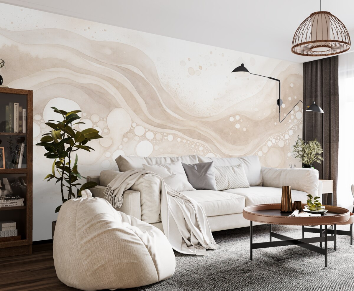 Fototapeta Abstrakcyjny obraz w stylu aquareli, płynna forma, odcień beżowy.