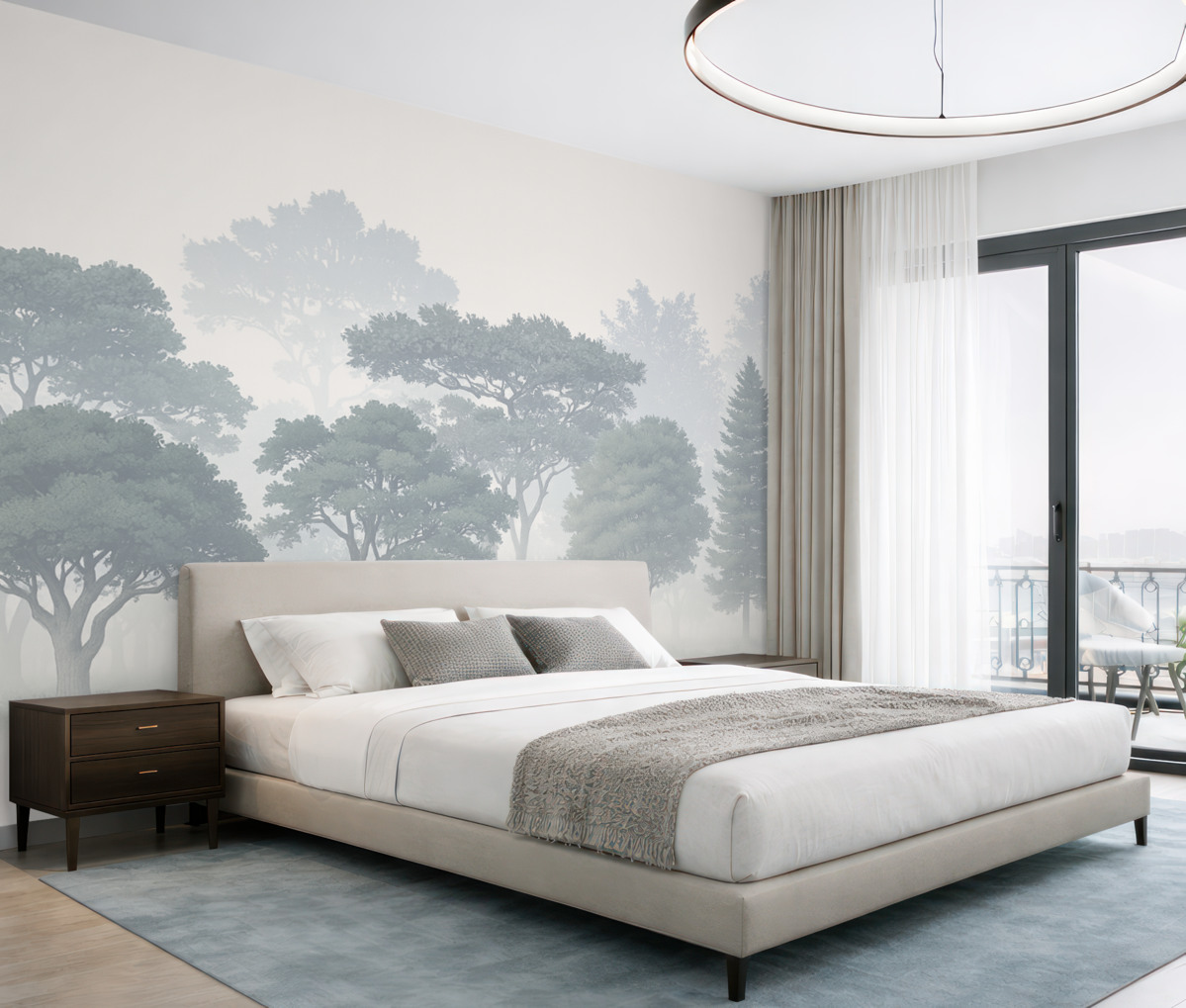 Fototapeta Sylwetki drzew w mgle.