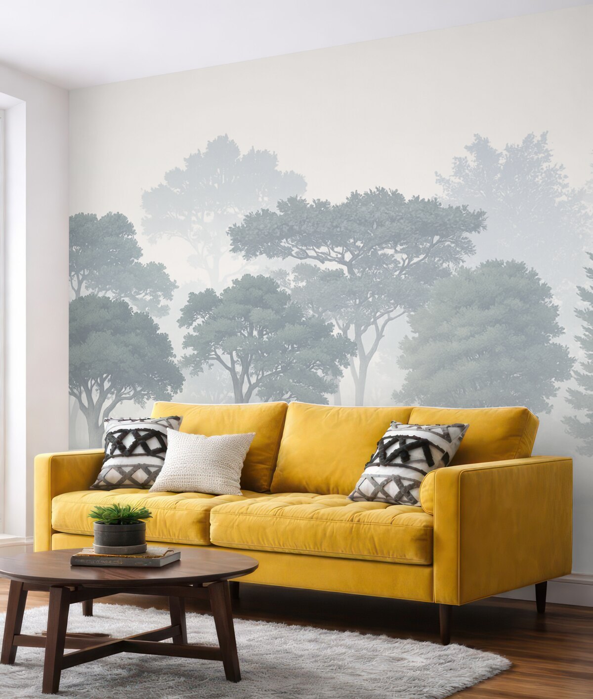 Fototapeta Sylwetki drzew w mgle.