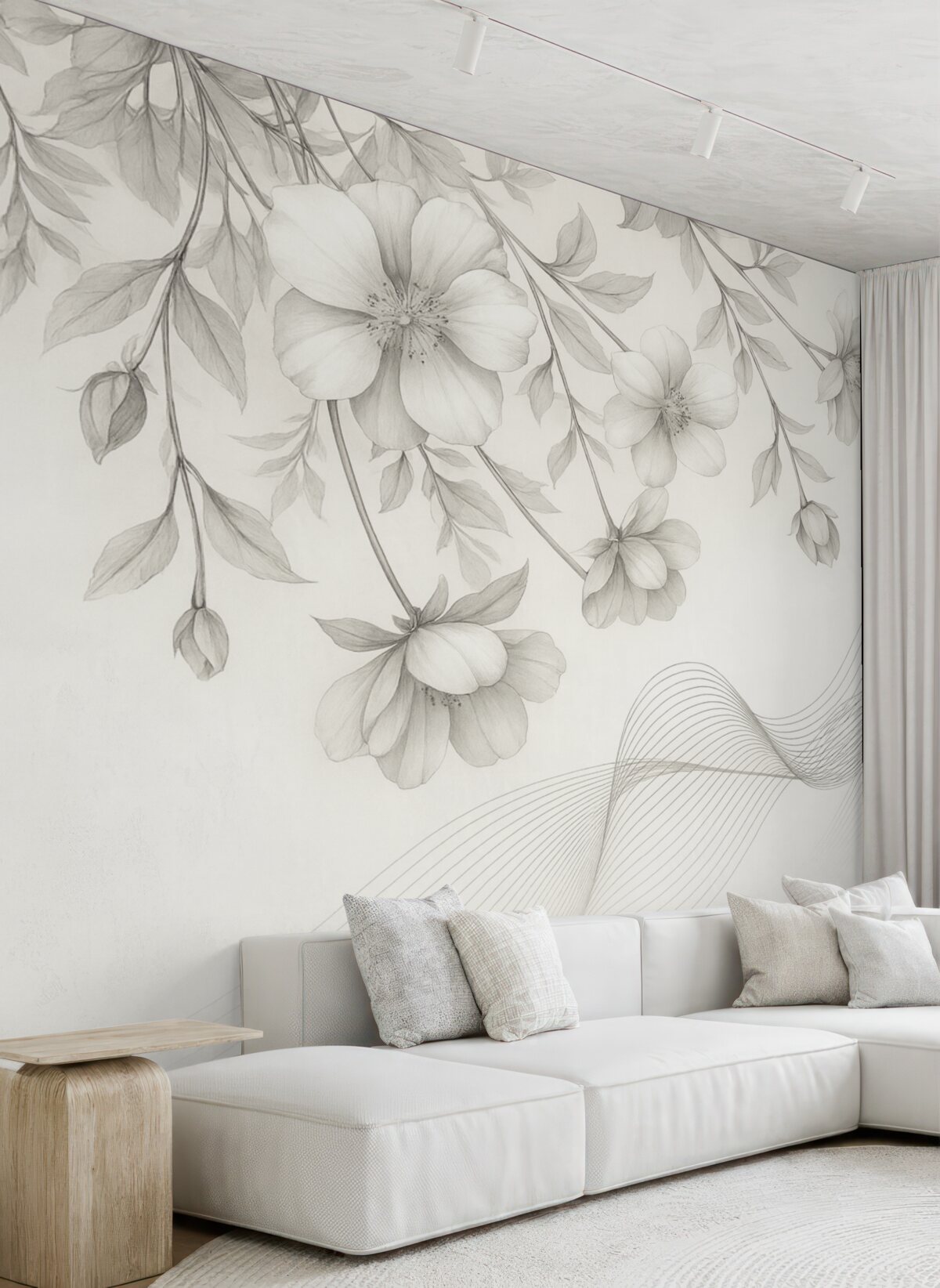 Fototapeta kwiatowe wzory i linie na jasnym tle