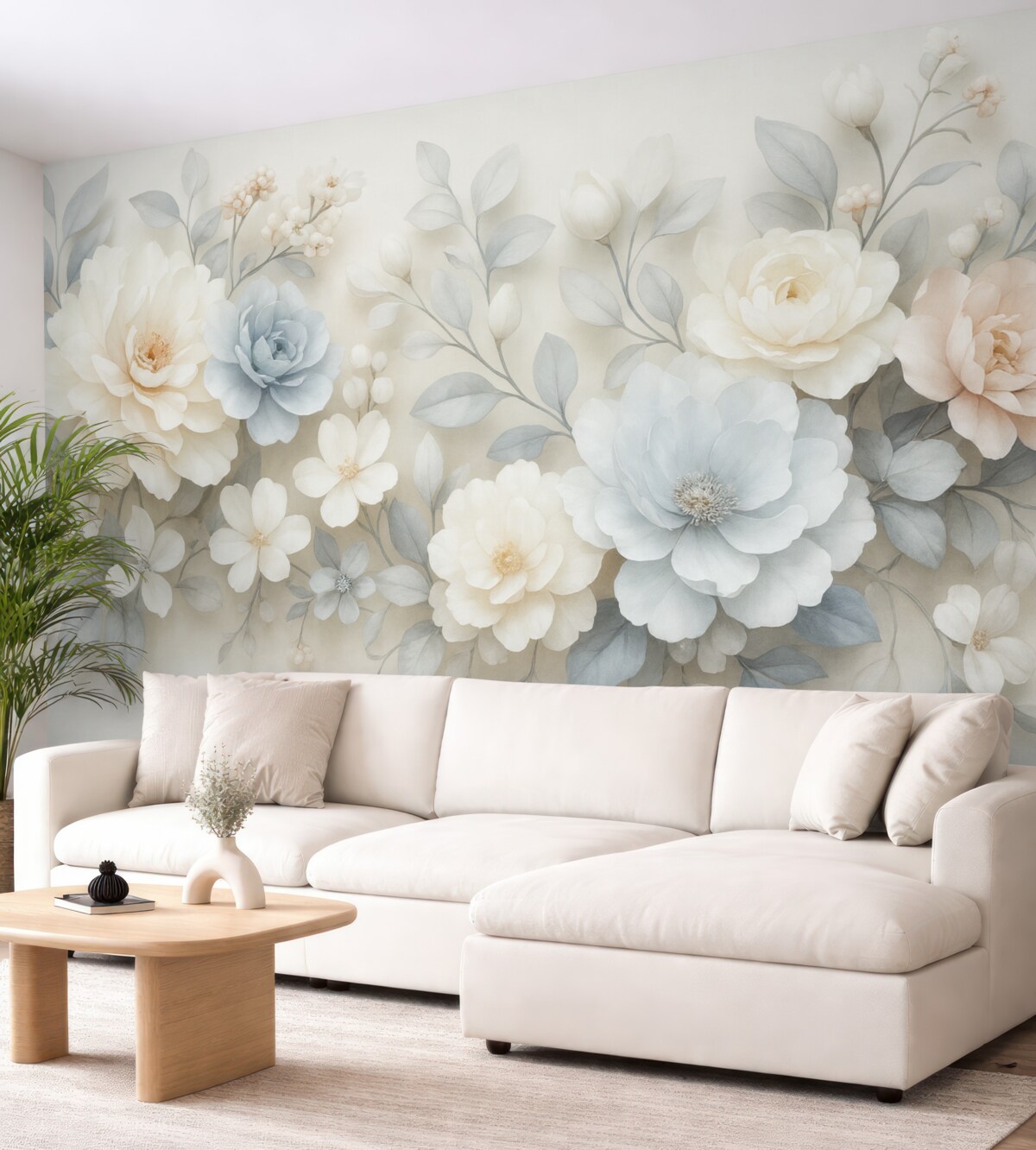 Fototapeta Lekkie, eteryczne kwiaty z efektem pełni w stylu malarstwa olejnego.