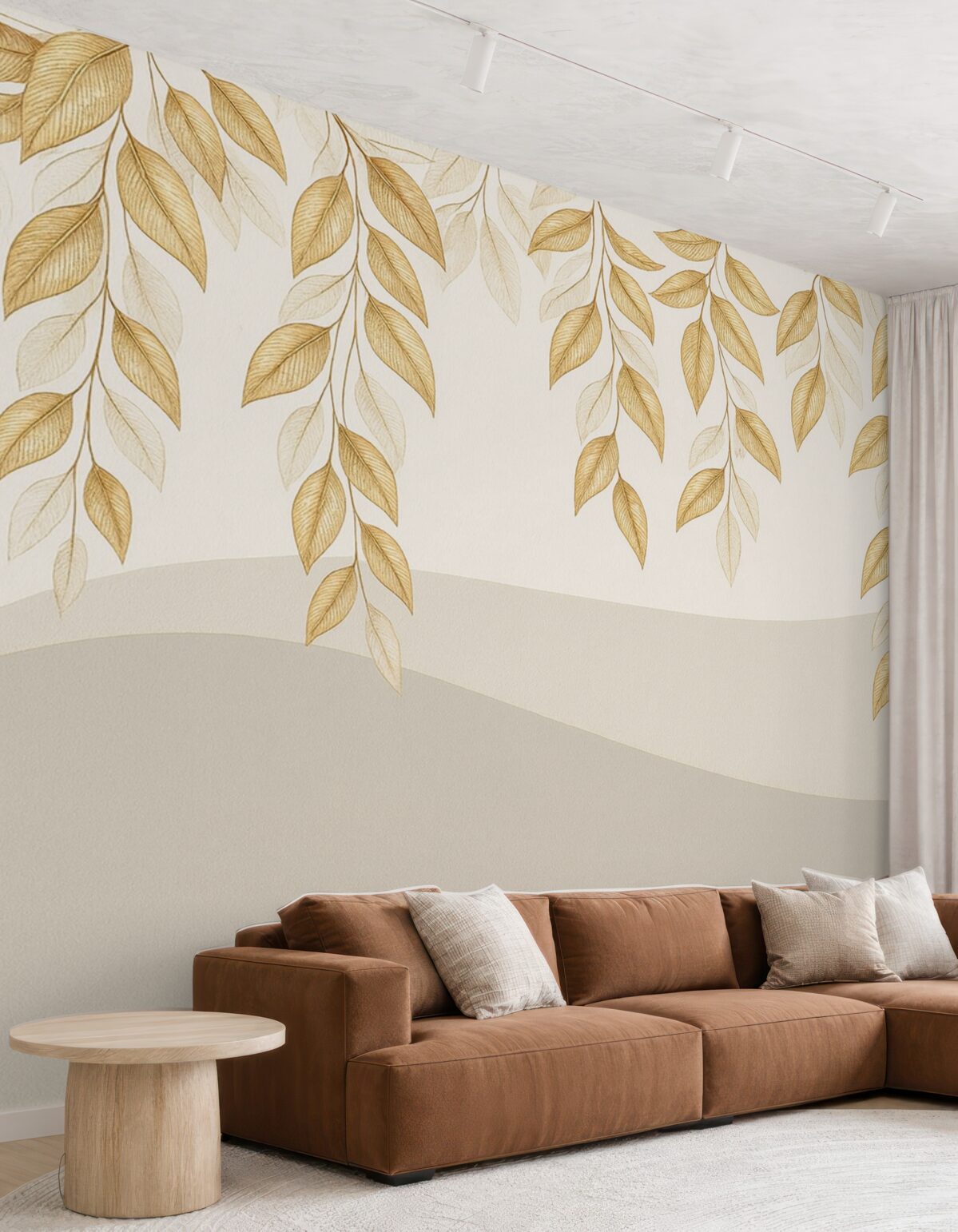 Fototapeta minimalistyczne konary u góry w kolorach beżowych