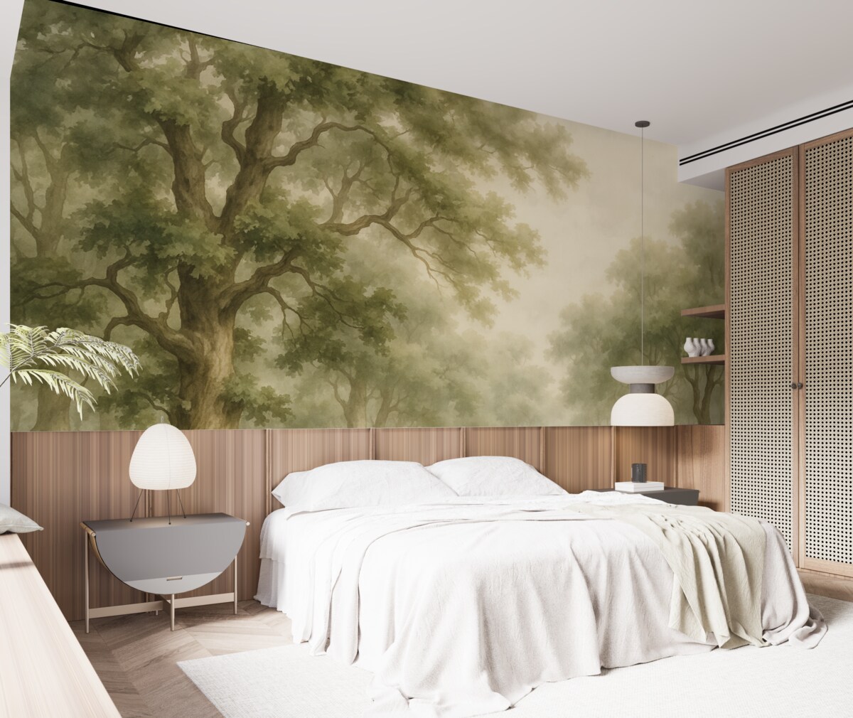 Fototapeta Gaj dębowy przypomina rozmytą akwarelę.