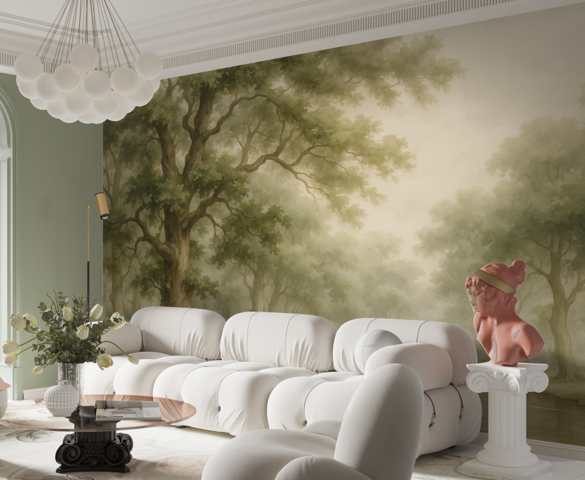 Fototapeta Gaj dębowy przypomina rozmytą akwarelę.