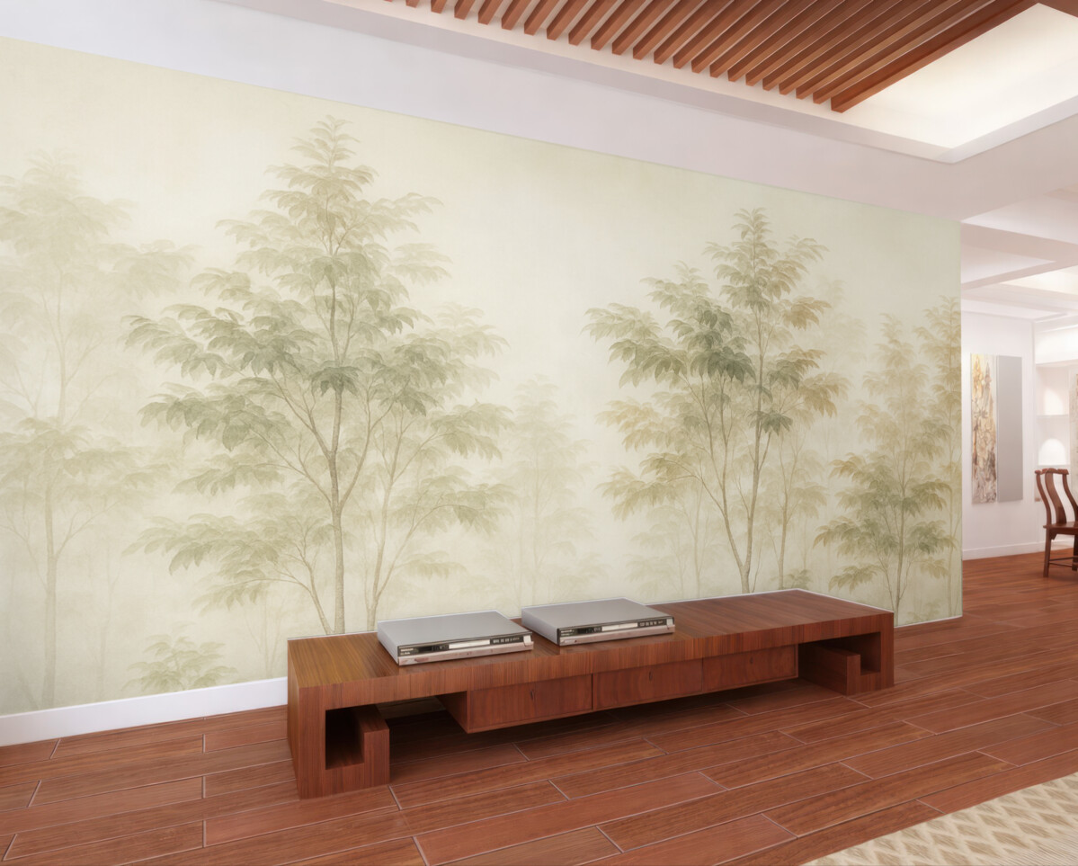 Fototapeta Drzewa w stylu akwareli, ciepłe barwy.