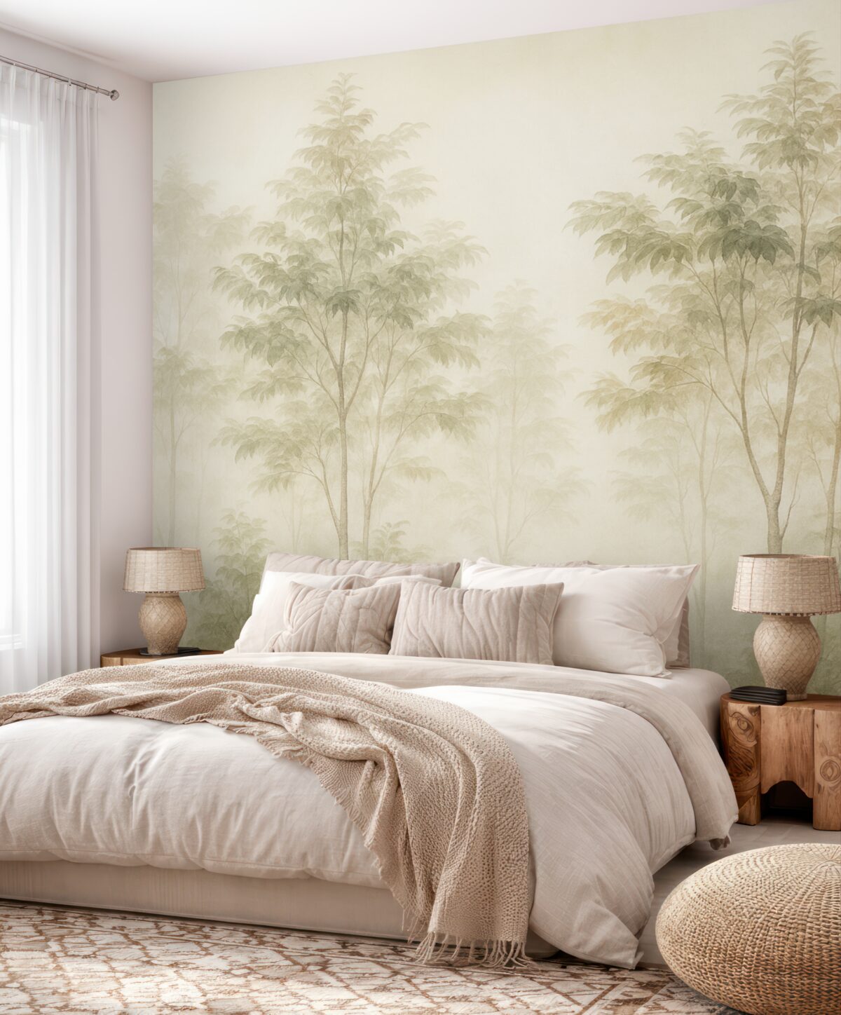 Fototapeta Drzewa w stylu akwareli, ciepłe barwy.