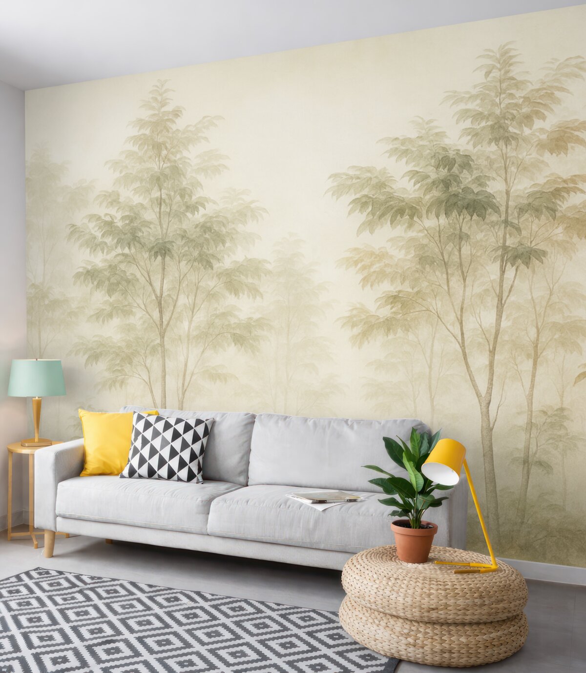 Fototapeta Drzewa w stylu akwareli, ciepłe barwy.