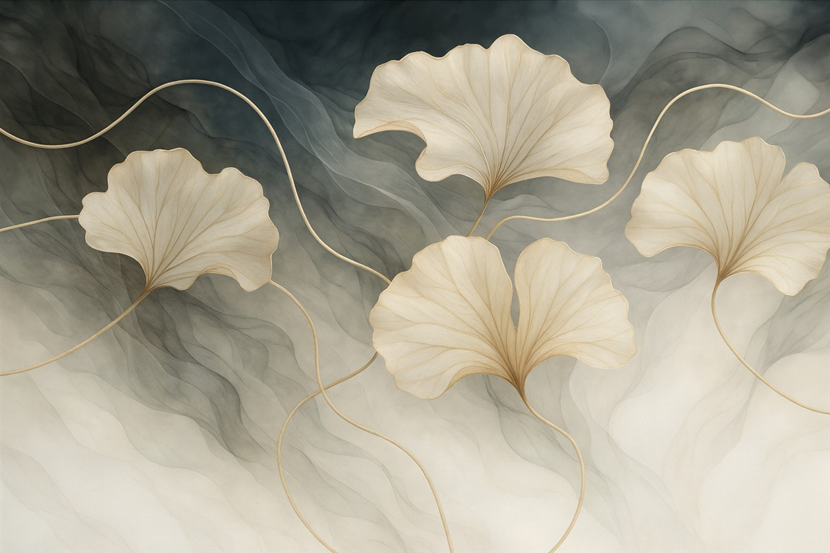 Fototapeta Abstrakcyjna ilustracja miłorzębu.