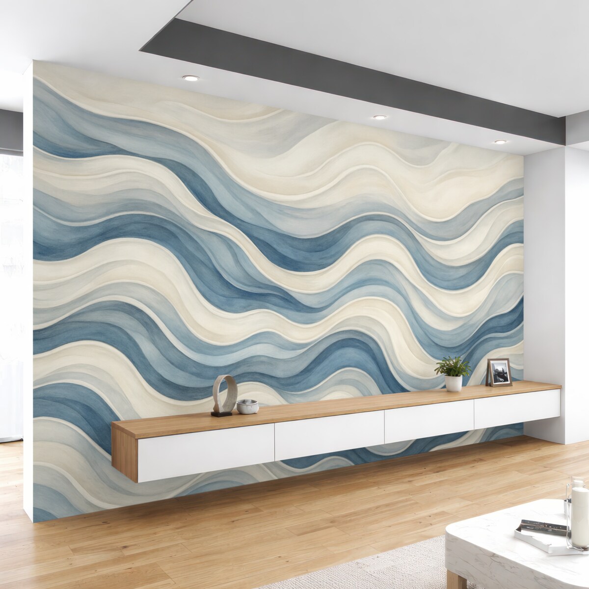 Fototapeta Abstrakcyjna kompozycja z formami przypominającymi fale.