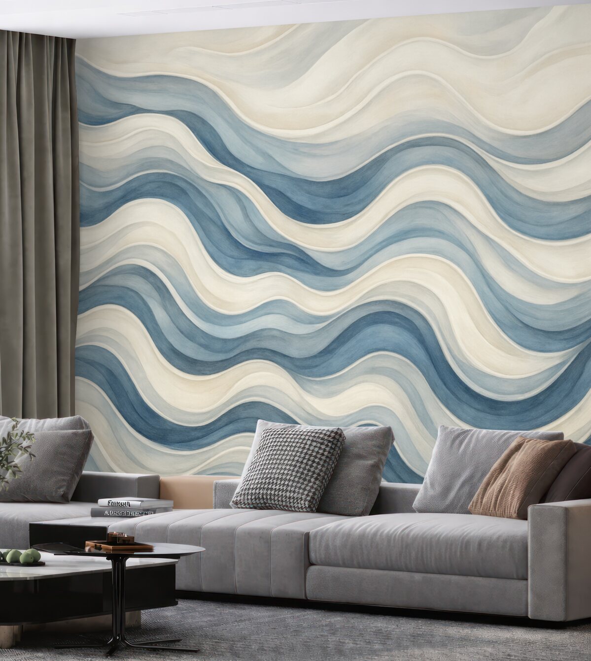 Fototapeta Abstrakcyjna kompozycja z formami przypominającymi fale.