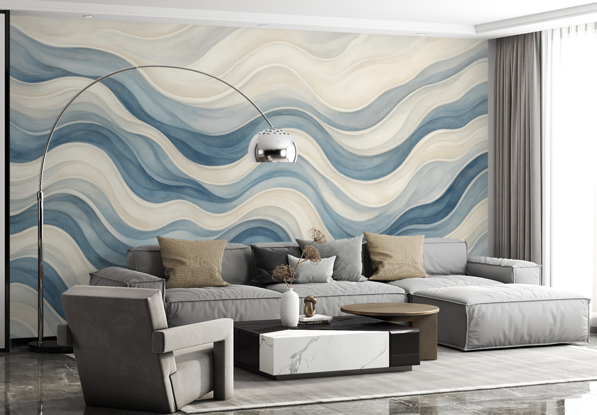 Fototapeta Abstrakcyjna kompozycja z formami przypominającymi fale.