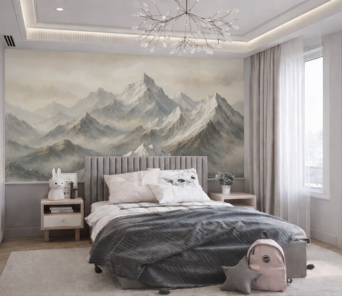 Fototapeta Zamglone szczyty górskie.