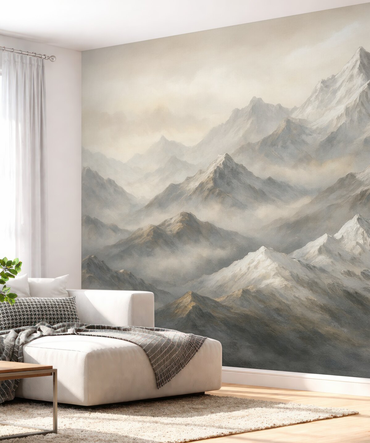 Fototapeta Zamglone szczyty górskie.