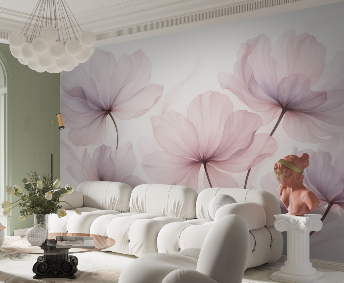 Fototapeta Kwitnące rośliny w subtelnych tonacjach różu.